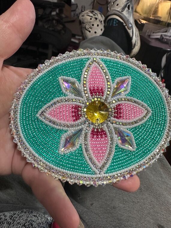 Beaded Floral Hair Barrette, Miyuki Seed Bead...
