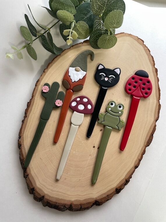 Handmade Polymer Clay Plant Stakes, Garden De...