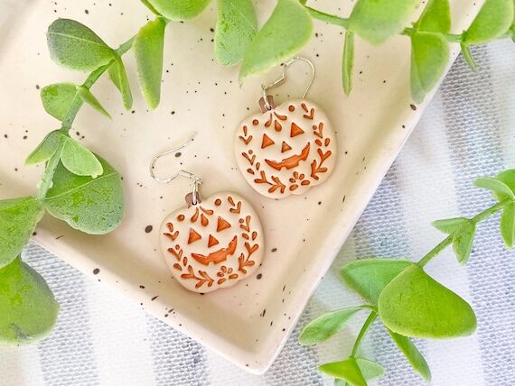 Pumpkin Earrings, Halloween Pumpkin Jewelry, ...