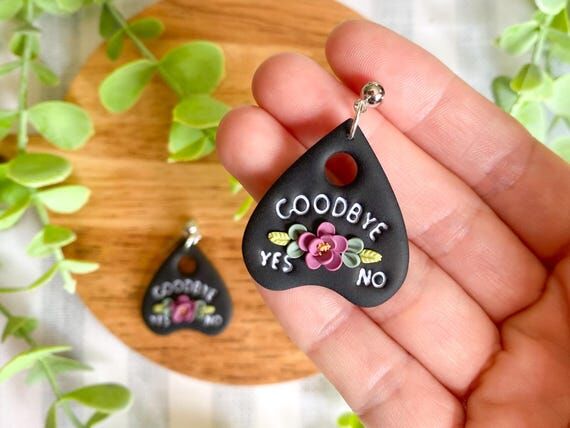 Handmade Ouija Planchette Earrings, Gothic Cl...