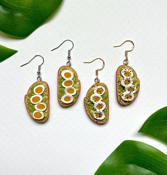 Avocado Egg Sourdough Toast Earrings | Handma...