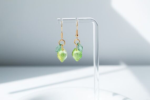 Glass Lime Earrings | Green Fruit Earrings | ...