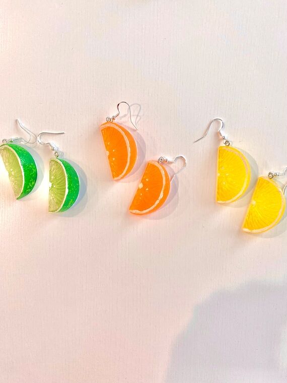 Large Citrus Earrings | Large Fruit Earrings...