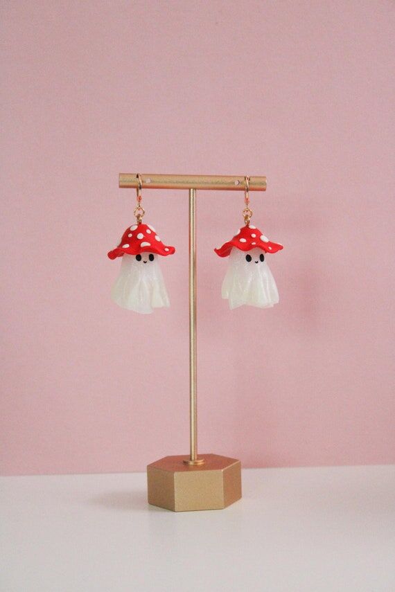 Halloween Ghost Earrings | Mushroom Hat, Tran...