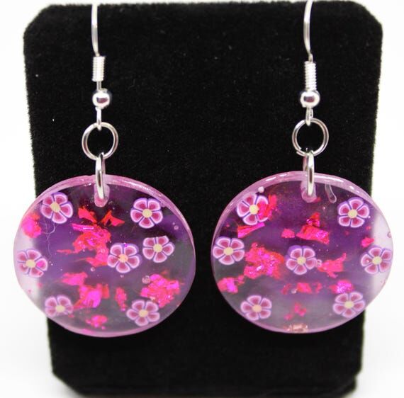 Handmade Resin Flower Dangle Earring...