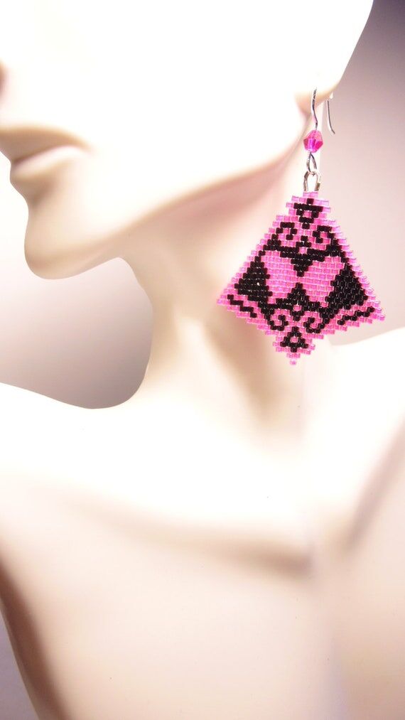 Beaded Butterfly Dangle Earrings: Hot Pink & ...