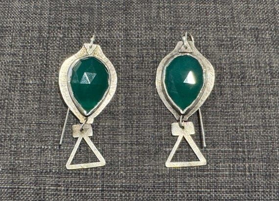 Faceted Green Onyx and Sterling silver handma...