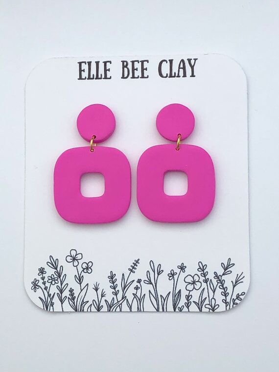 Basic mini square hoop dangle earring, bright...