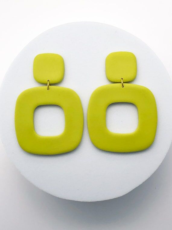 Basic solid square dangle earring, bright sum...