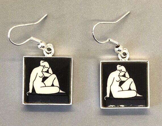 Glass Tile Dangle Earrings - Handmade Square ...