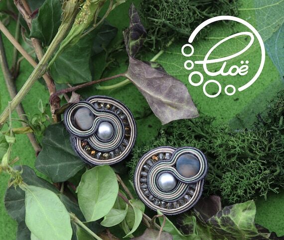 Lime Zinnia Soutache Handamade Earrings...
