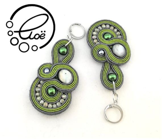 Forest Clover Soutache Handmade Earrings...