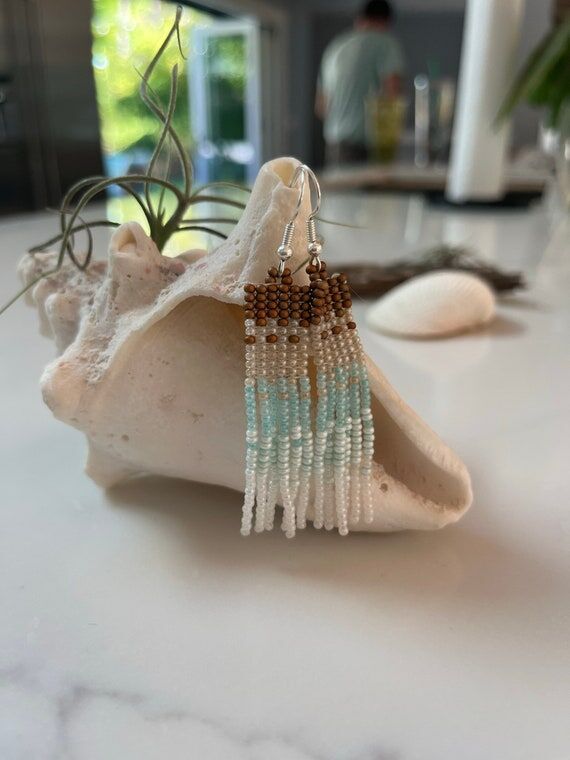 Handmade Beaded Fringe Earrings, Beachy Vibe ...