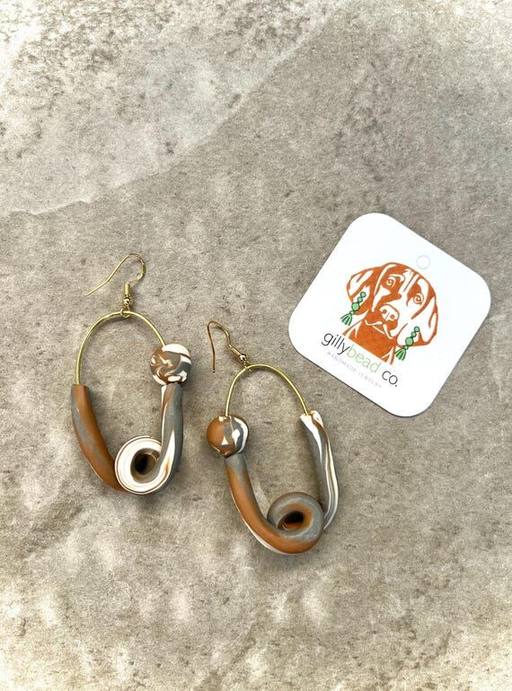 Gold Statement Hoop Earrings, Asymmetrical Kn...