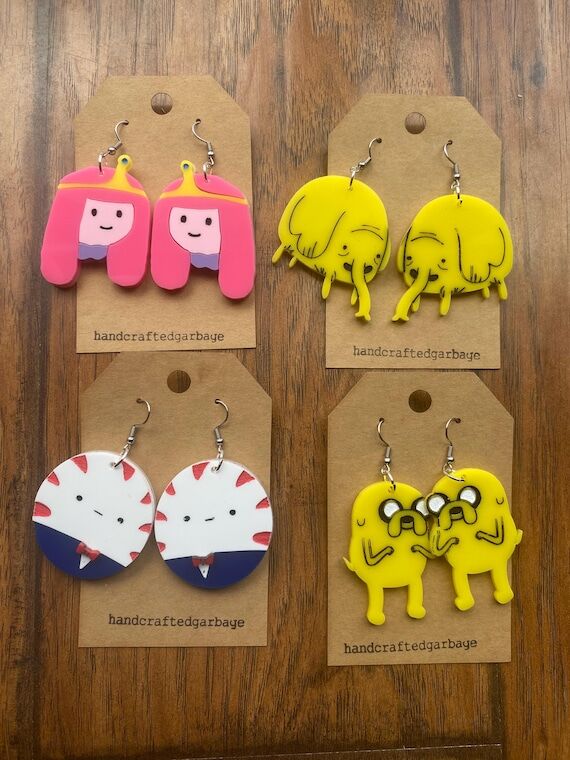 layered acylic earrings, cartoon, handmade, l...