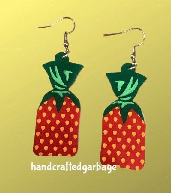 Strawberry candy acrylic earring. Cute, uniqu...