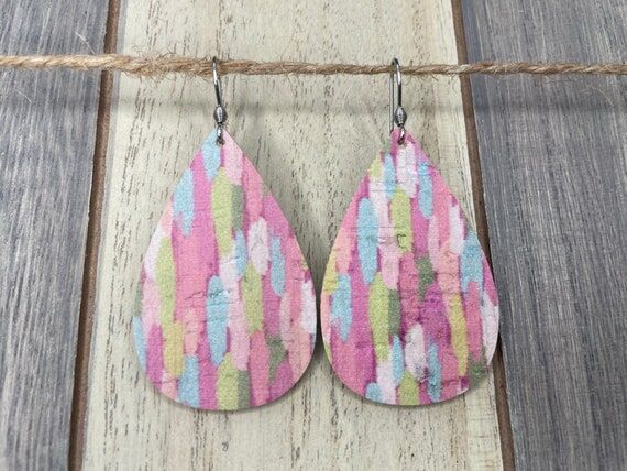 Sm. Teardrop Earrings- Watercolor Brush Strok...