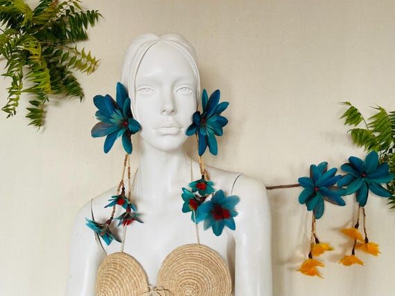 Pair of Handmade Earrings Molted Tropical Ma...