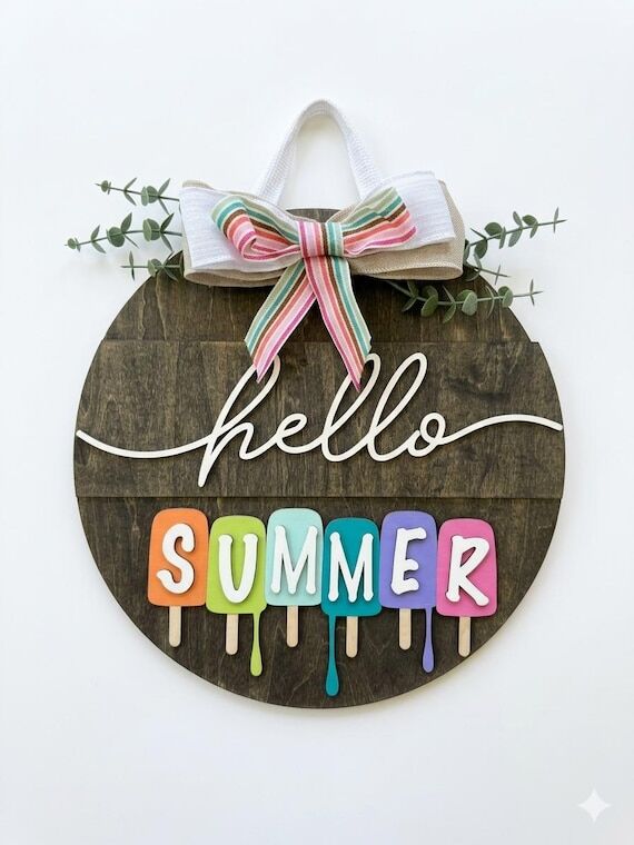 Hello Summer Popsicle Door Hanger | Colorful ...