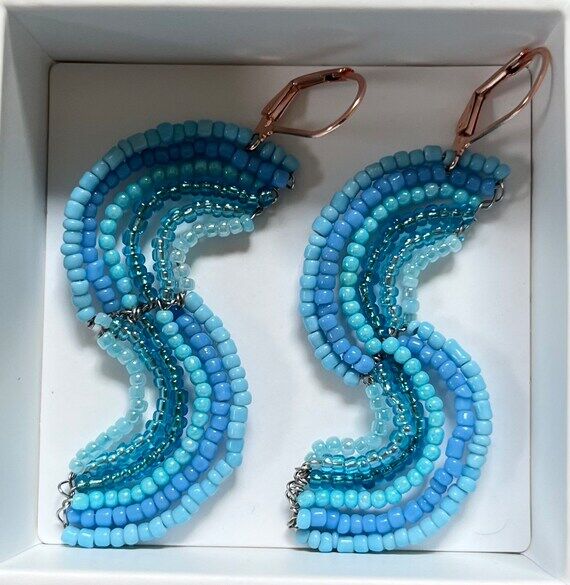 Blue wave geometric handmade earrings...