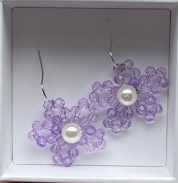 Shiny purple handmade earrings...