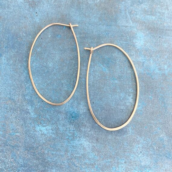 Handmade Gold Filled Oval Hoop Earrings, Mode...