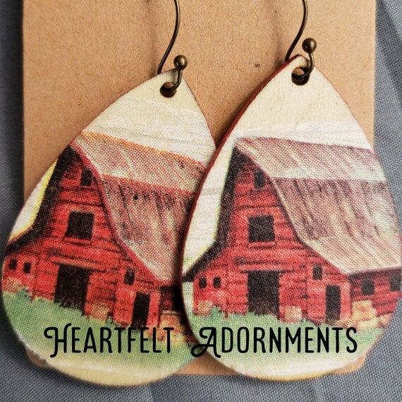 Vintage Red Barn Earrings...