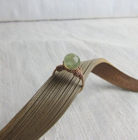 Prehnite 14K Rose Gold Filled Handmade Gem Wr...
