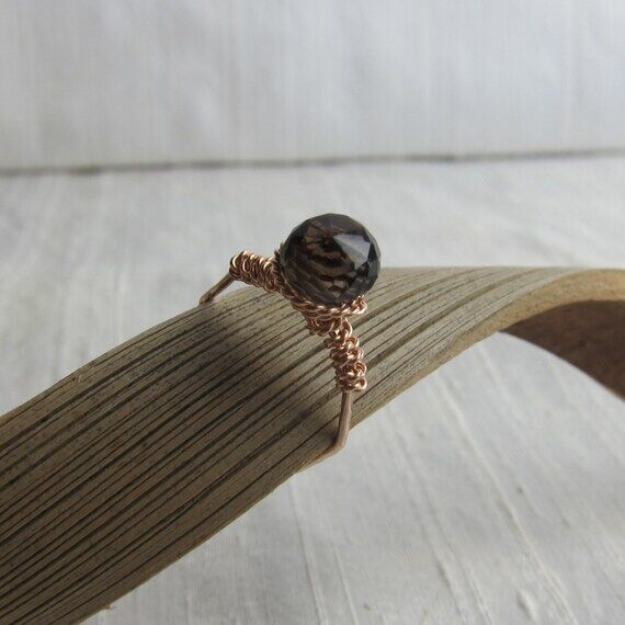 Smoky Quartz 14K Rose Gold Filled Handmade Ge...