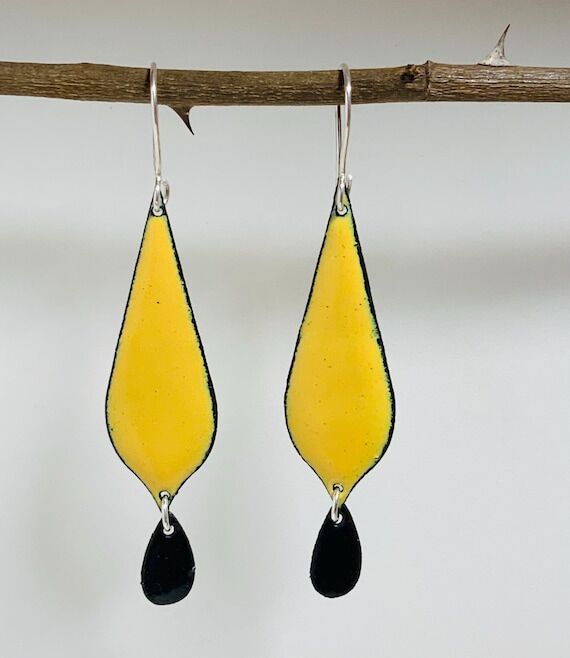 Drop Shape Vitreous Enameled Handmade Earring...
