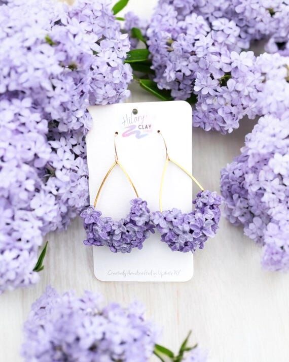 Lilacs earrings/Polymer clay earrings/ handma...