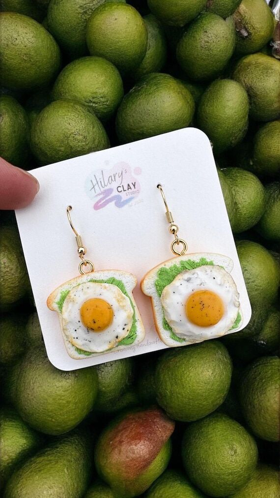 Avocado toast dangles/Polymer clay earrings/ ...