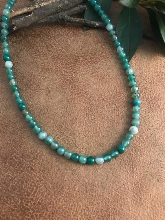 Handmade Green Aventurine Beaded Necklace, 17...