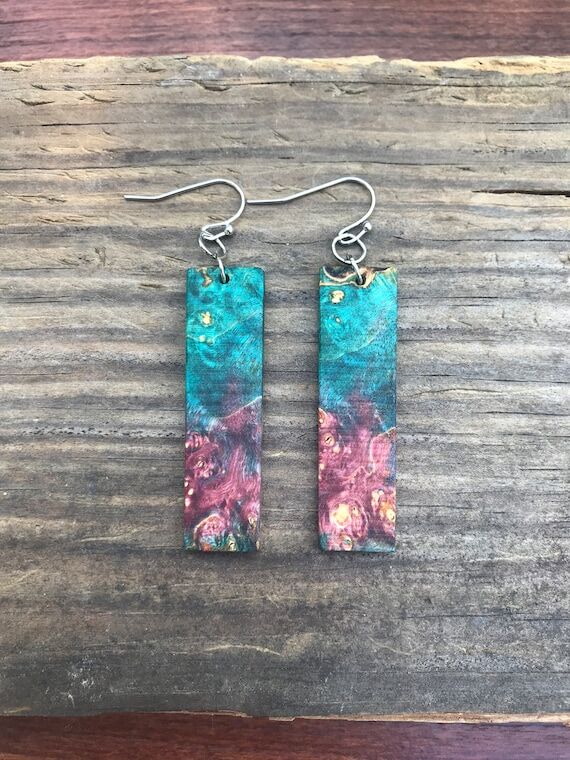 Handmade Recycled Wood Earrings, "Longie...