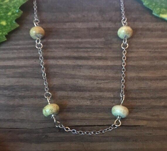 Handmade Dainty Gemstone Necklace, Yellow Mag...