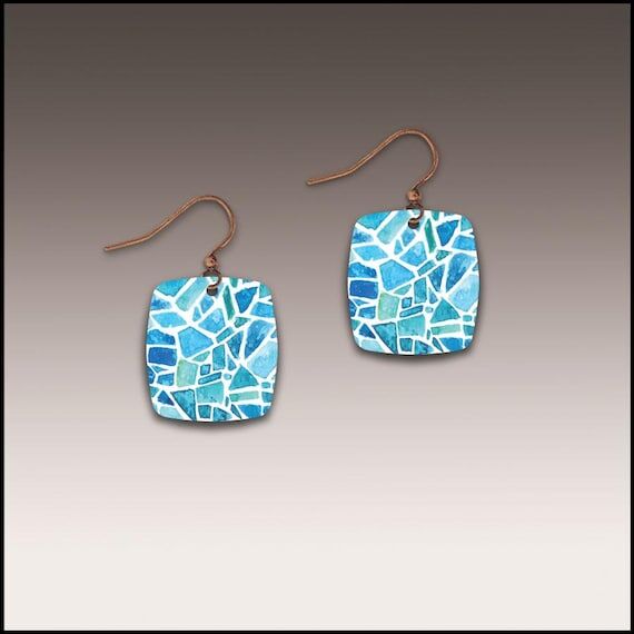 Resort Glass Button Drop Handmade Earrings - ...