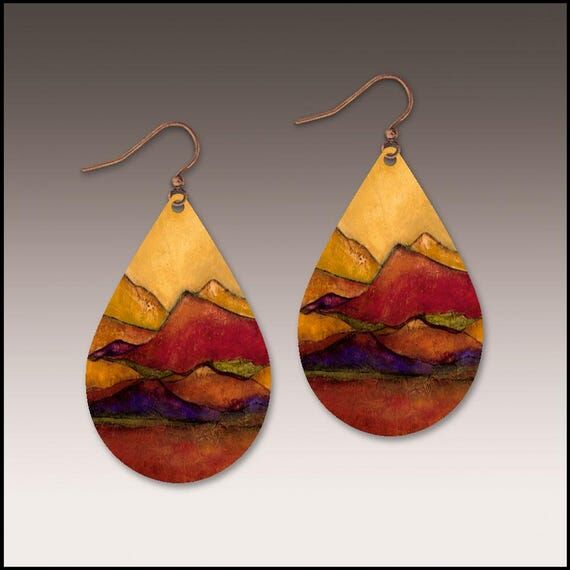 Desert Mountains Petal Drop Handmade Earrings...