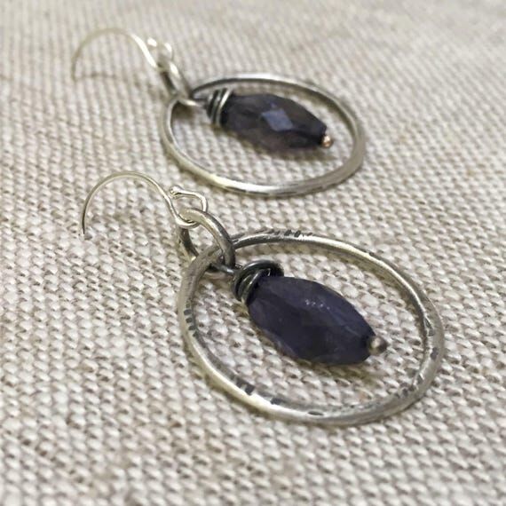Sterling Silver Iolite Earrings: Hand-Formed ...