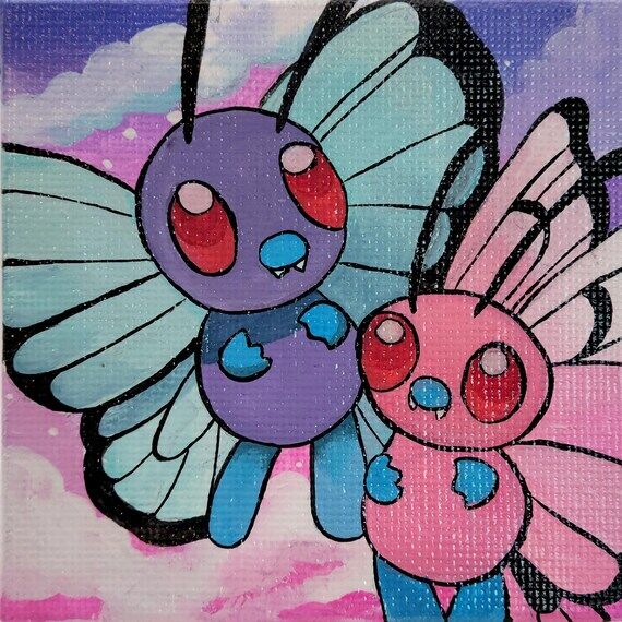Bye Bye Butterfree Original 3x3 in. Gouache P...