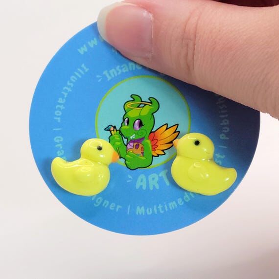 Yellow Ducky Stud Handmade Polymer Clay Earri...