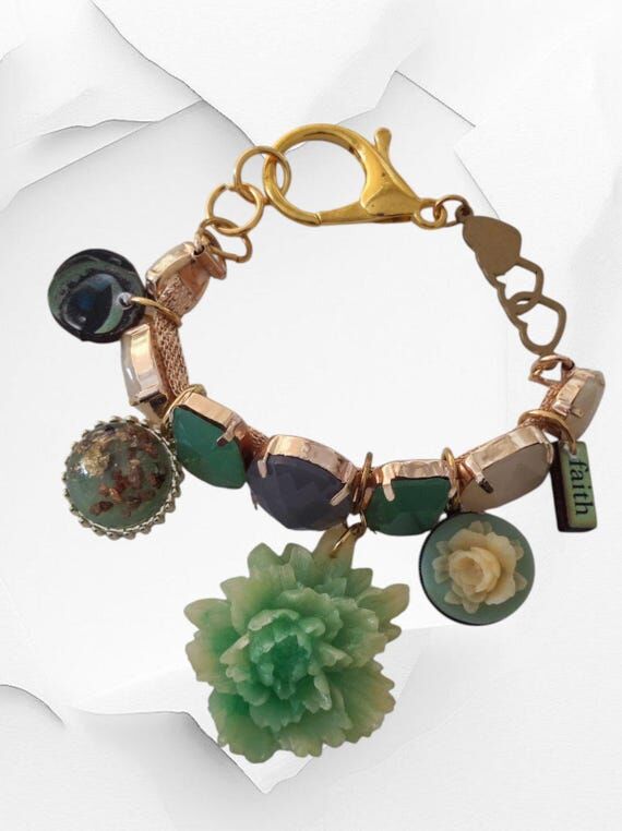 Tropical Charm Bracelet – Handmade Gold Bra...