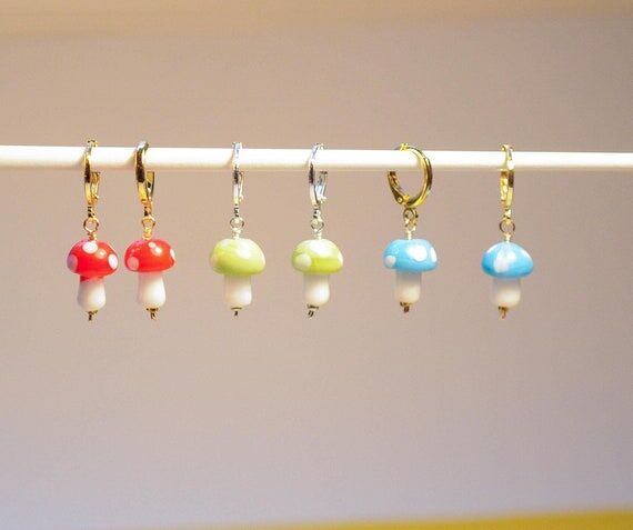 Mushroom Huggie Hoop Earrings| Mushroom Earri...