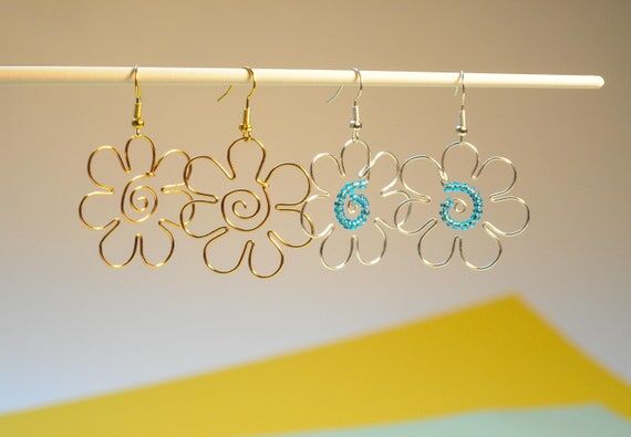 Unique Handmade Flower Earrings | Wire Earrin...