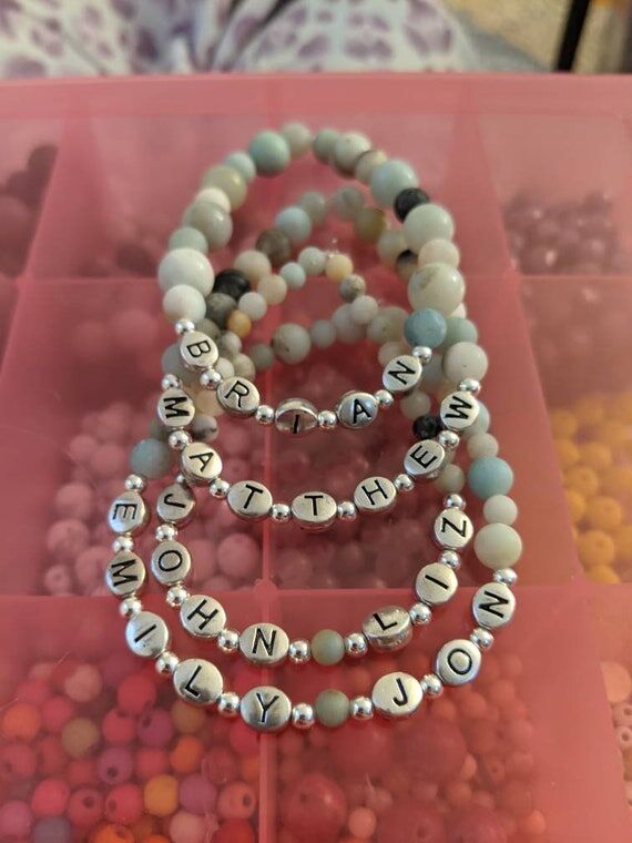 Custom name bracelets, name bracelets, beaded...