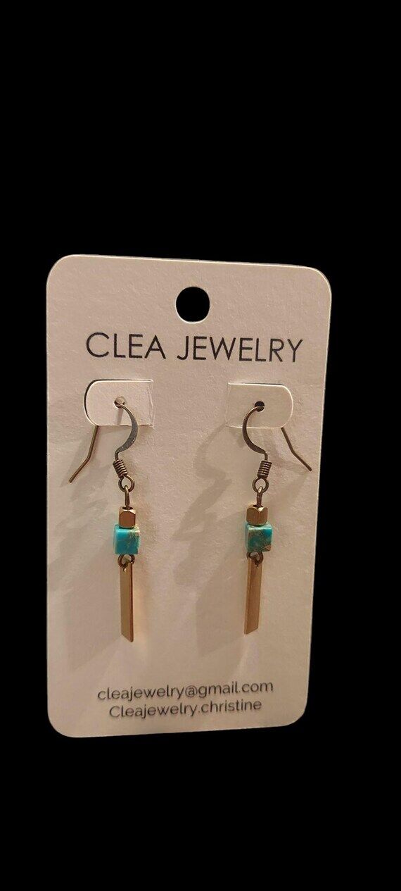 Ocean Jasper, Bronze, Handmade Hook, Dangle E...