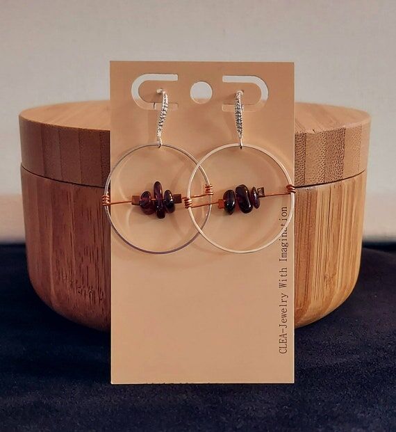 Red Purple Garnet Gemstones, Silver, Copper w...