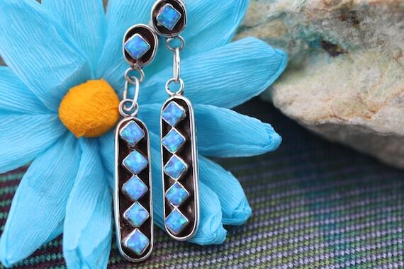 Handmade Opal Native American Earrings by Zun...