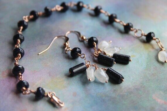 Bluestone Moonstone Earring Bracelet Set, Art...