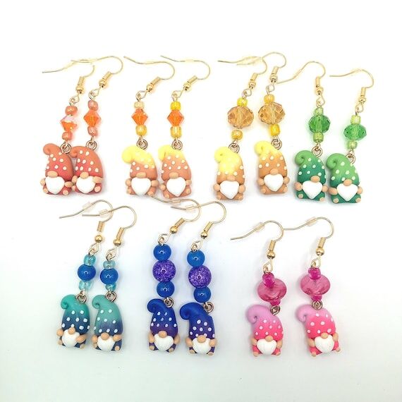 Gnome Earrings|Clay Earrings|Handmade Earring...