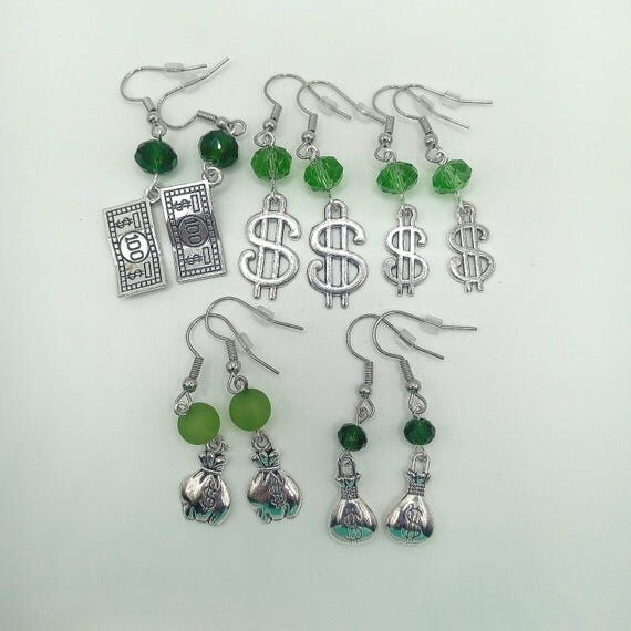Money Inspired Earrings|Money Bag Earrings|Do...